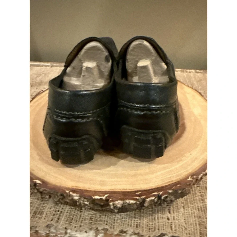 Clarks Benero Race Mens Blk Leather Slip On Moccasin Loafers‎ Shoes Size 8.5
